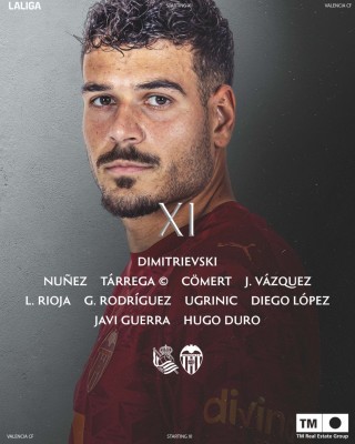 El once del Valencia CF contra la Real Sociedad