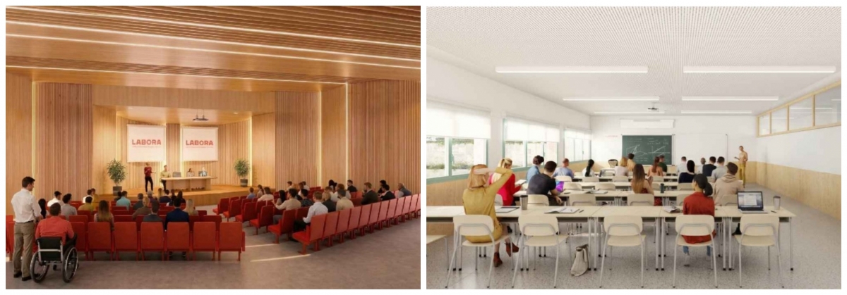El salón de actos y un aula de formación. - El salón de actos y un aula de formación.