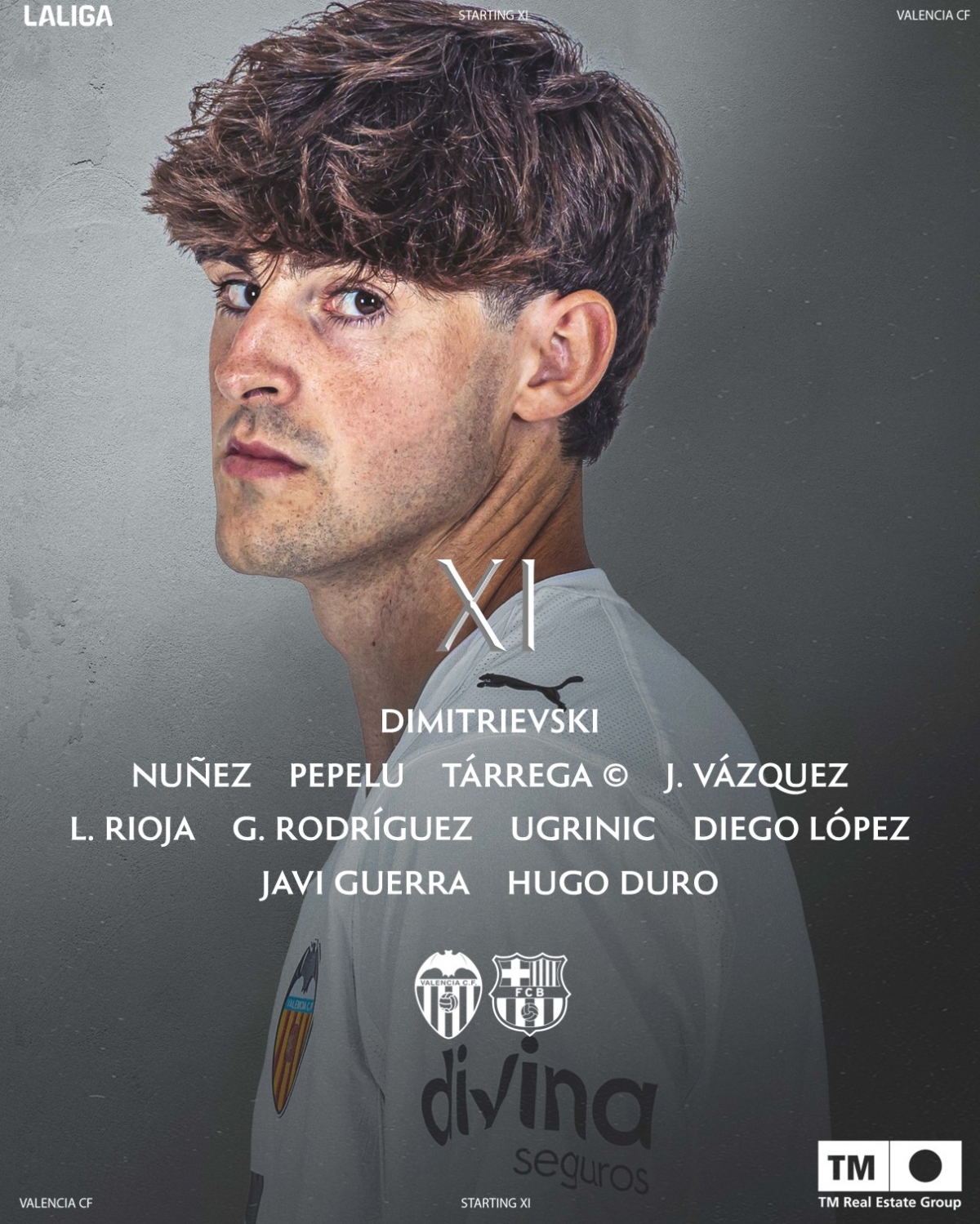El once del Valencia CF contra el Barça