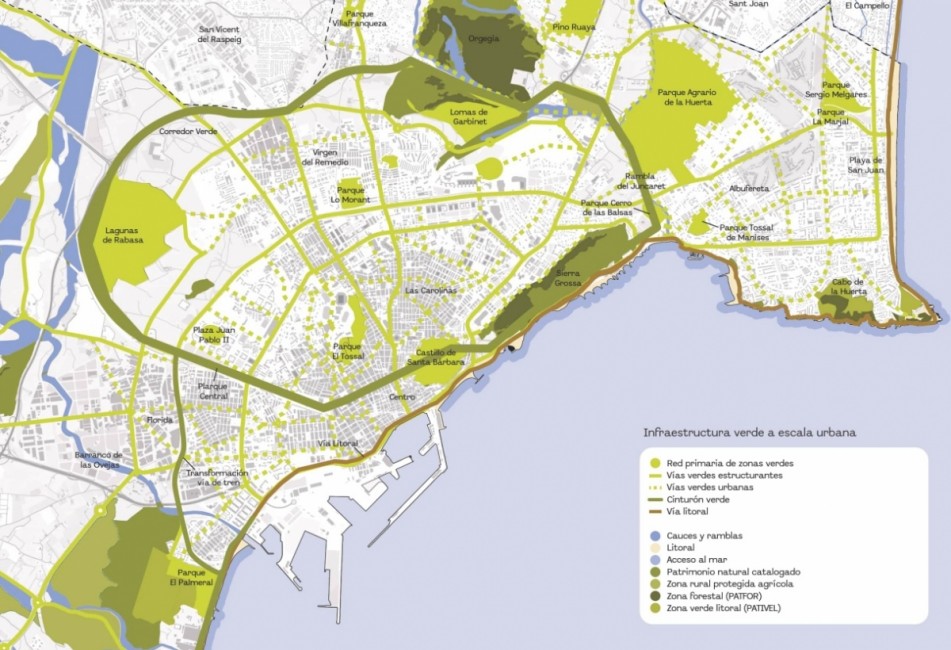 Plano de infraestructura verde y suelo protegido a escala urbana - 
