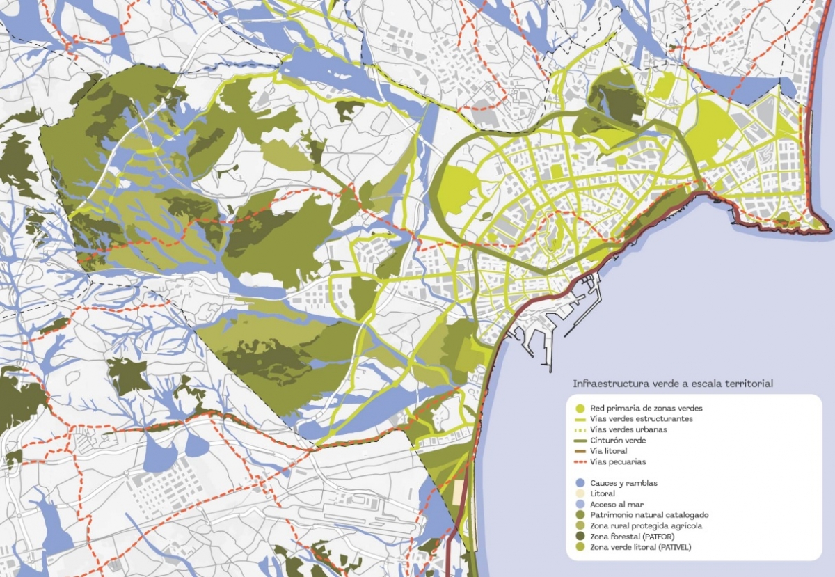 Plano de infraestructura verde y suelo protegido a escala territorial