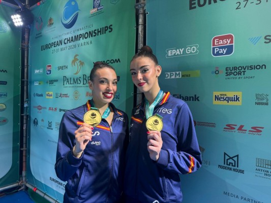 Histórico triplete de oro para Marina Cortelles y Lucía Muñoz en el Europeo de gimnasia rítmica