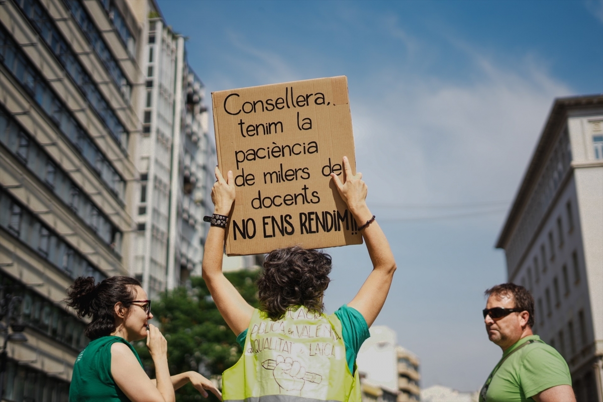 Manifestación docente de este martes en València.