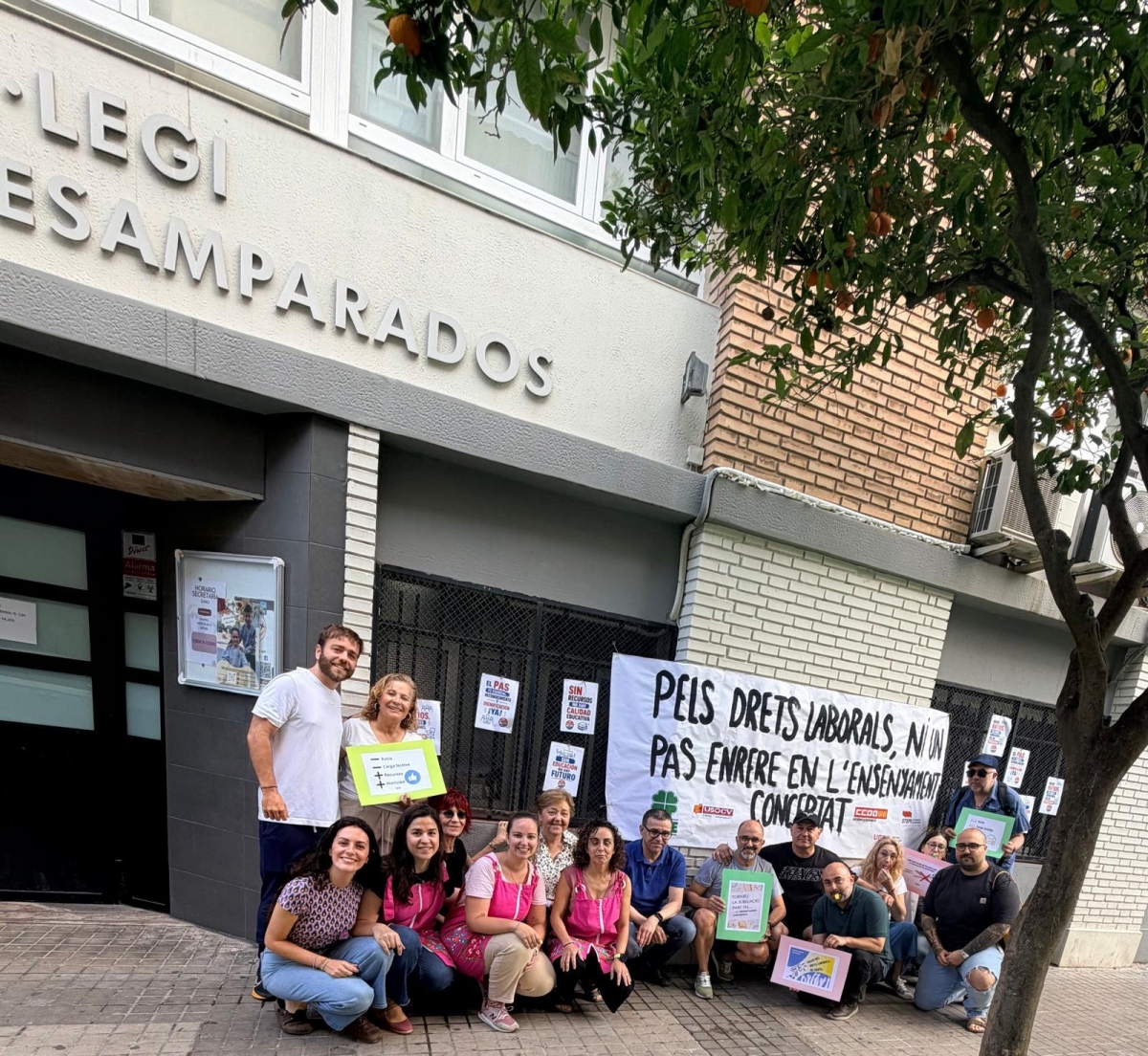 Protestas de docentes de la concertada este miércoles.