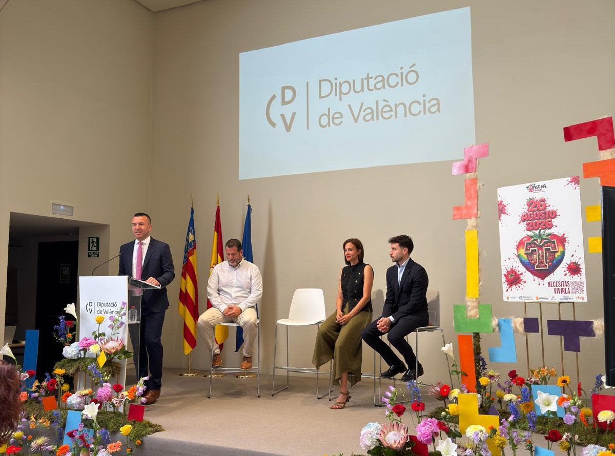 Acto de presentación de la Tomatina de Buñol 2026 en la Diputación de Valencia.