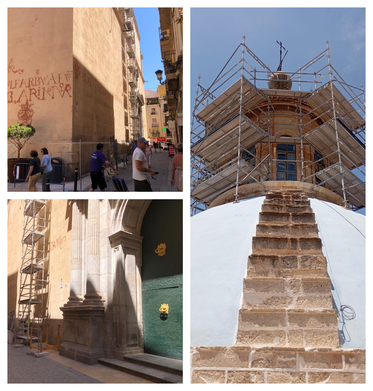 Los andamios junto a la fachada, y el estado de la cúpula.