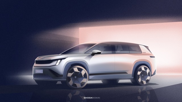 Škoda publica los bocetos del exterior del nuevo Peaq, un SUV eléctrico de siete plazas