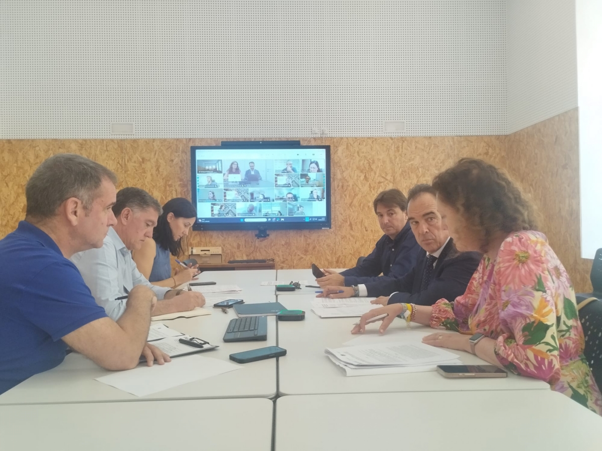 Los técnicos de Urbanismo, en un momento del encuentro telemático celebrado con representantes de Adif. - Los técnicos de Urbanismo, en un momento del encuentro telemático celebrado con representantes de Adif.