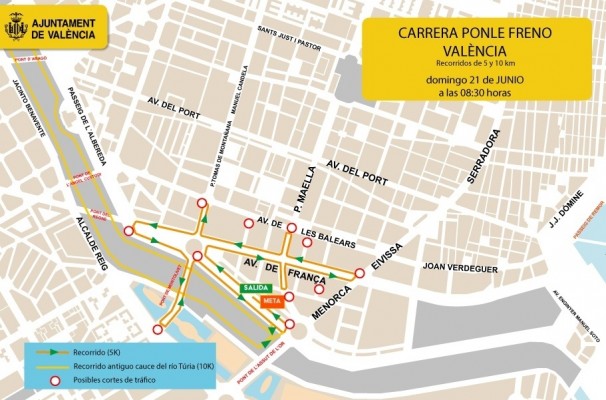 València prepara un dispositivo de tráfico en Camins al Grau para acoger la carrera 'Ponle Freno' este domingo