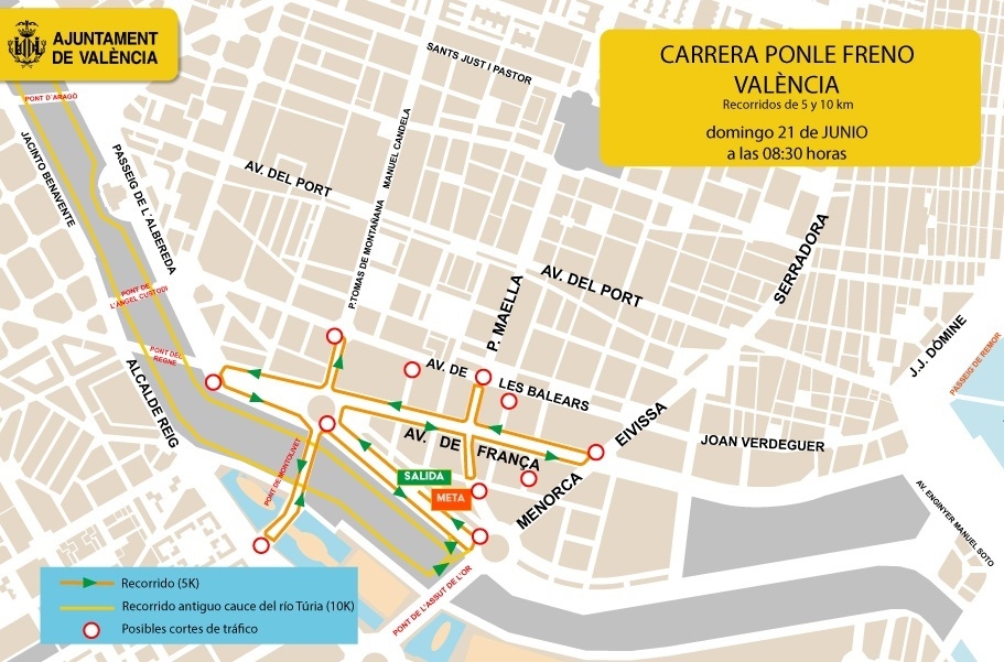 Mapa de la carrera. - Foto: AYUNTAMIENTO DE VALÈNCIA Mapa de la carrera.