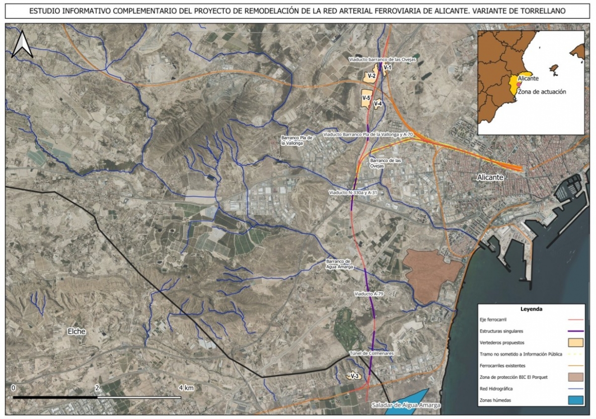 Mapa del trazado de la Variante de Torrellano. - Mapa del trazado de la Variante de Torrellano.
