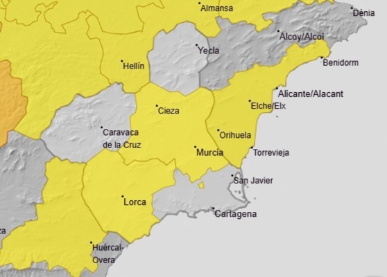 Estas son las zonas de la Región de Murcia en alerta amarilla este martes por altas temperaturas
