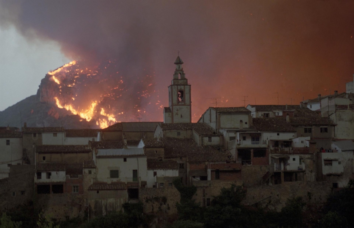 Millares, durante el incendio de 1994.