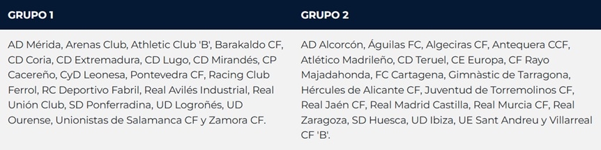 Composición de los dos grupos