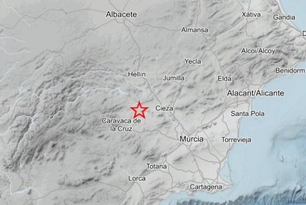 Un terremoto de magnitud 1,8 hace temblar el sureste de Calasparra sin daños