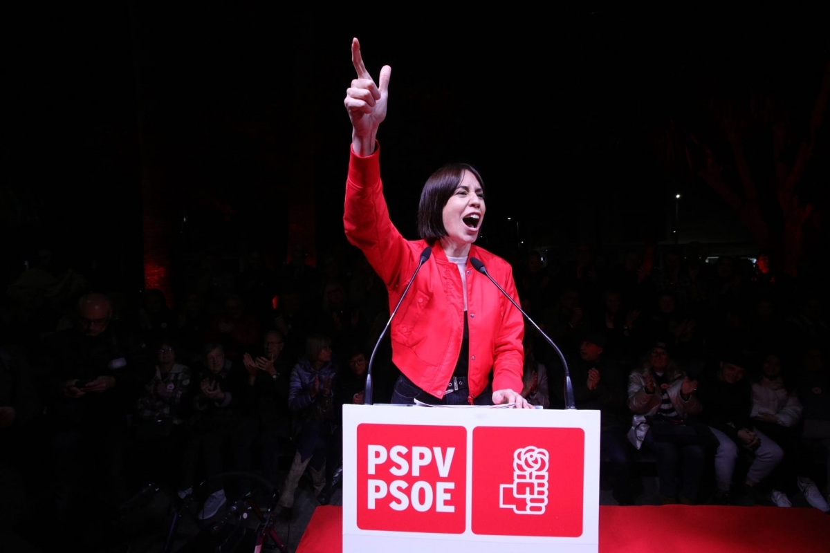 Morant, durante el mitin para liderar el PSPV celebrado en Gandia en 2024.