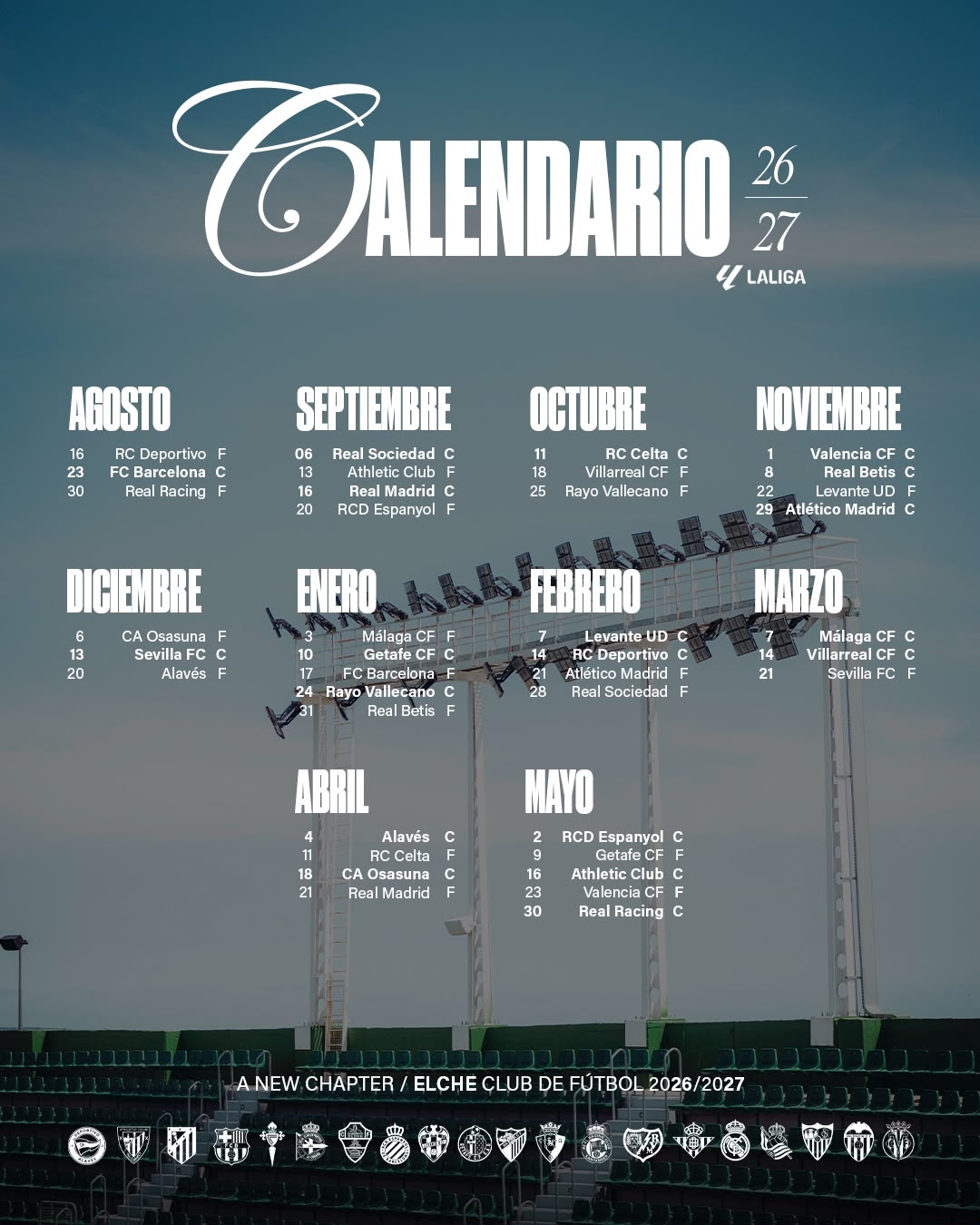 Calendario liguero completo del Elche CF