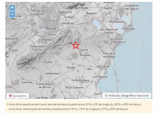 Murcia registra un terremoto de 2,9 grados de magnitud 