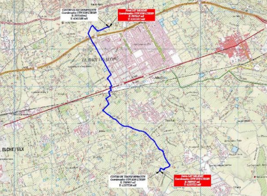 Línea de evacuación del proyecto -