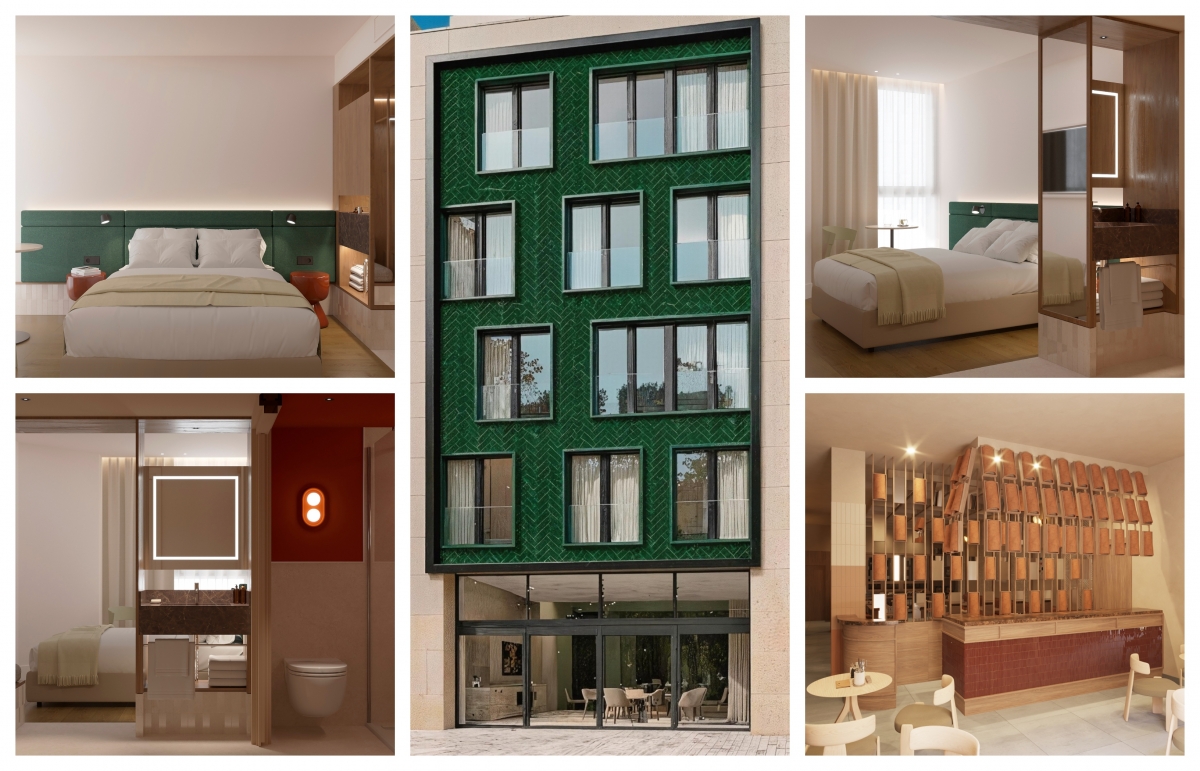 Recreación virtual de la fachada y de las estancias del Hotel Bazán. - Recreación virtual de la fachada y de las estancias del Hotel Bazán.