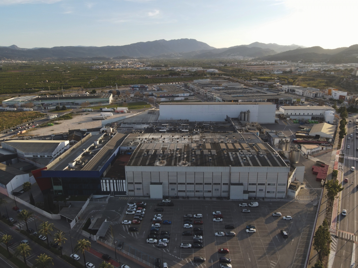 Vista aérea de la fábrica de Vicky Foods de Gandia. 