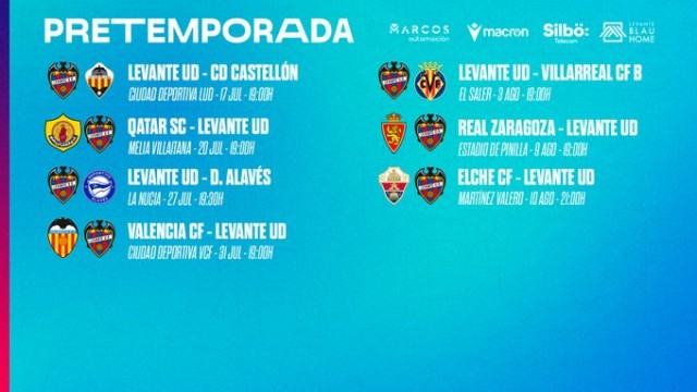 El Levante completa la pretemporada con tres amistosos ante Castellón, Zaragoza y Elche
