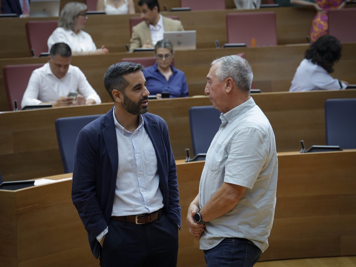 Los síndics del PSPV y Compromís, José Muñoz y Joan Baldoví este miércoles.