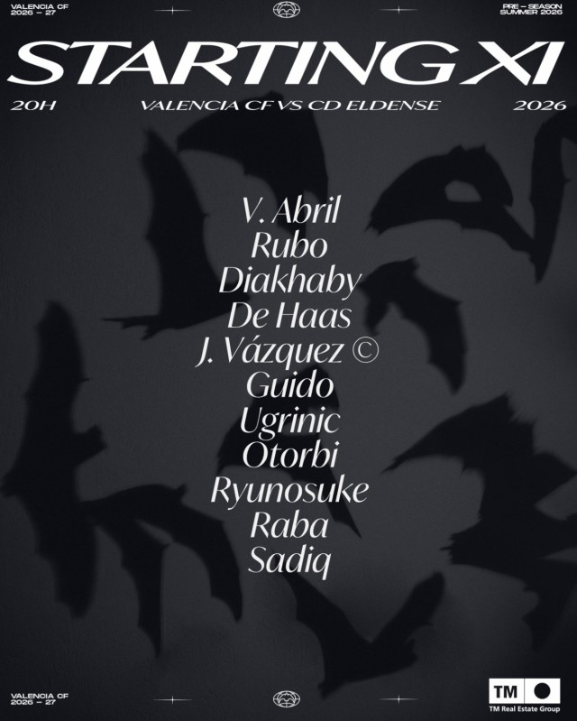 El once del Valencia CF en su segundo duelo de pretemporada