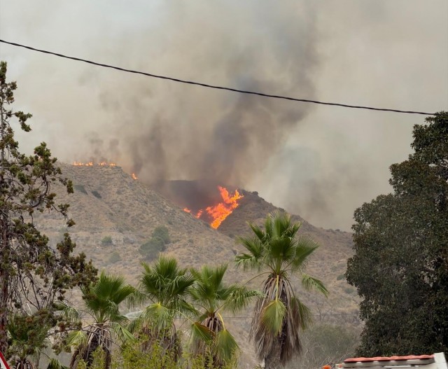 Cuatro helicópteros y las brigadas se movilizan en La Pinilla (Fuente Álamo) por un incendio forestal