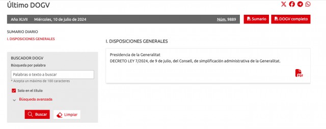 El Consell se toma a pecho la simplificación: publica el Diari Oficial con solo una disposición