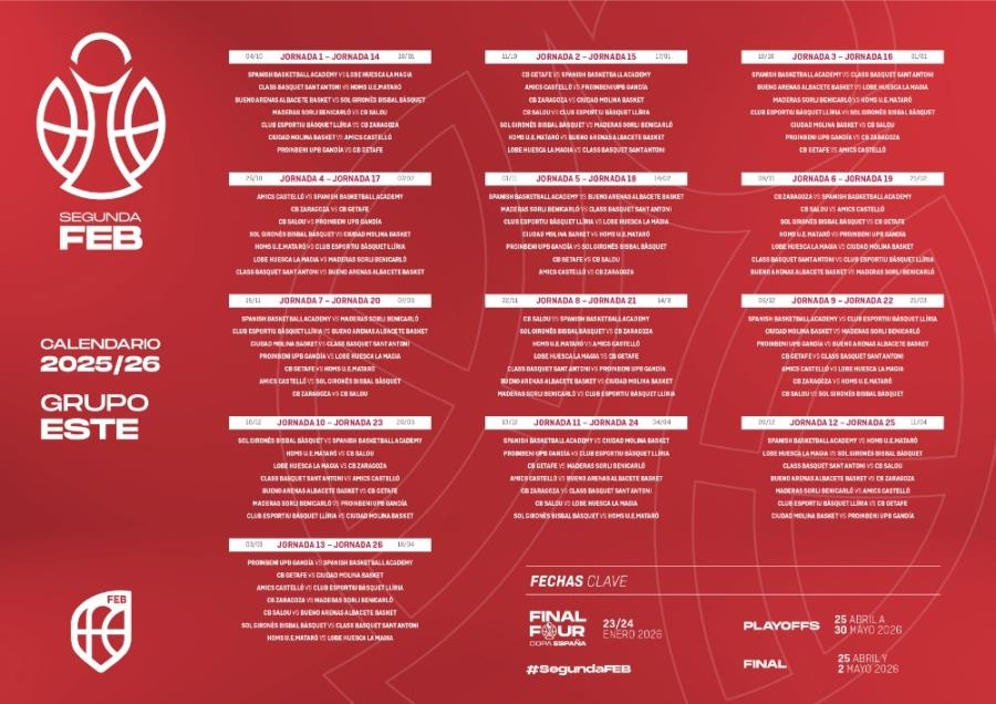 Calendario de Segunda FEB.