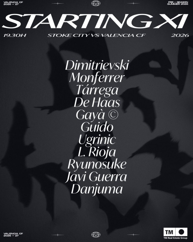 Este es el once del Valencia CF ante el Stoke City 