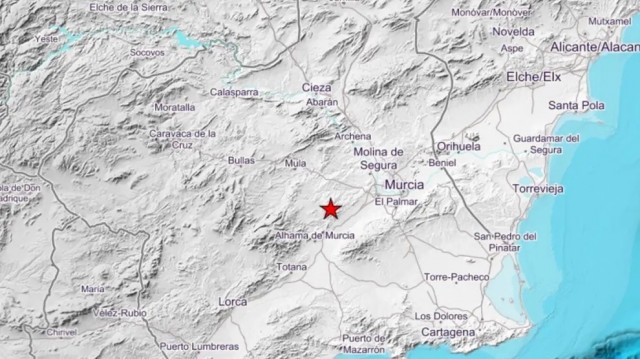 Un terremoto de magnitud 3,9 se deja sentir en gran parte de la Región de Murcia