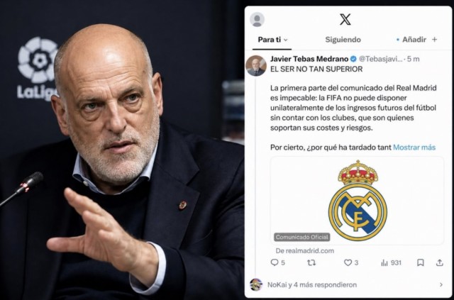 Tebas aprovecha el comunicado del Real Madrid para reprochar al club su posición sobre la FIFA