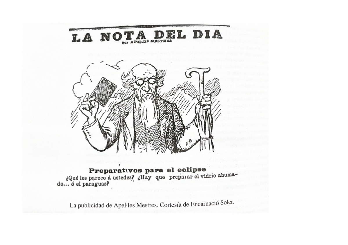 Vin?eta de Apel·les Mestres sobre el eclipse de 1905. Imagen extrai?da del libro A propo?sito de Cuesta - Foto: FILMOTECA VALENCIANA Vin?eta de Apel·les Mestres sobre el eclipse de 1905. Imagen extrai?da del libro A propo?sito de Cuesta