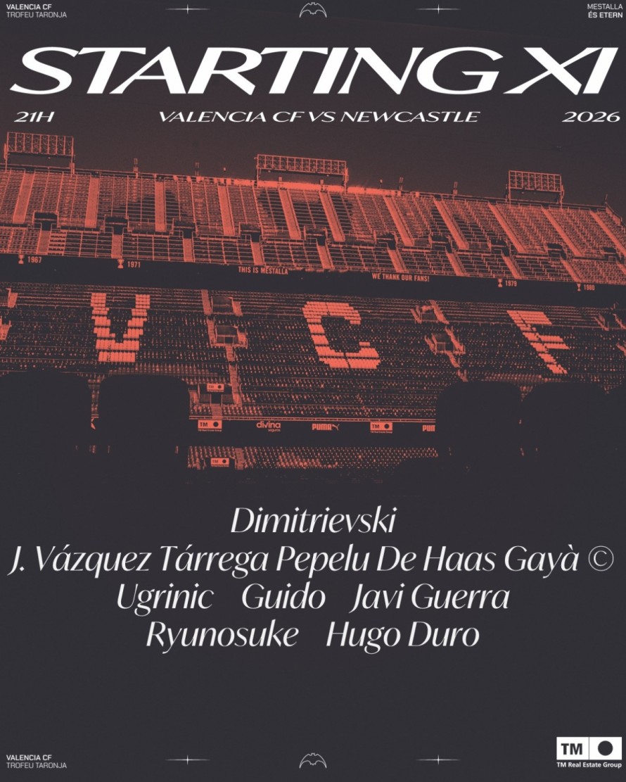 El once del Valencia CF para el último Trofeu Taronja de Mestalla