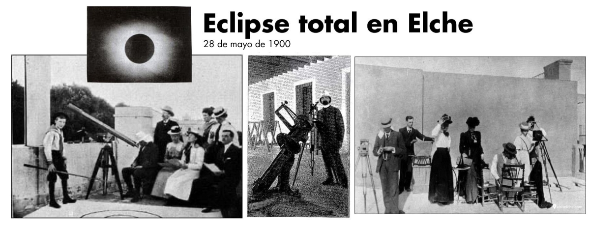 Momentos del eclipse solar en Elche en 1900. - Foto: VisitElche Momentos del eclipse solar en Elche en 1900.