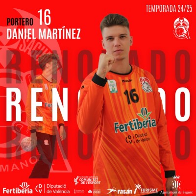 El portero Dani Martínez continuará en el  Fertiberia BM Puerto Sagunto 
