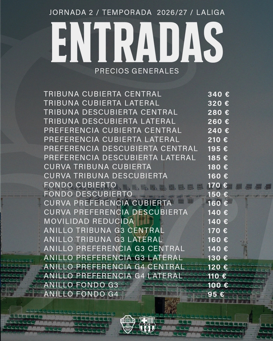 Tabla de precios para el público en general