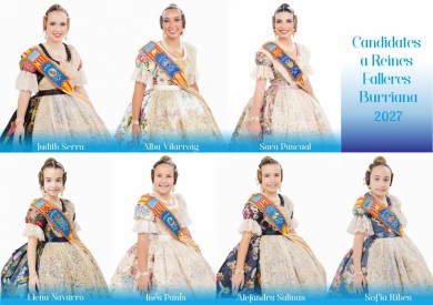 Siete jóvenes presentan sus candidaturas a Reinas Falleras de Burriana: la votación, el 24 de agosto