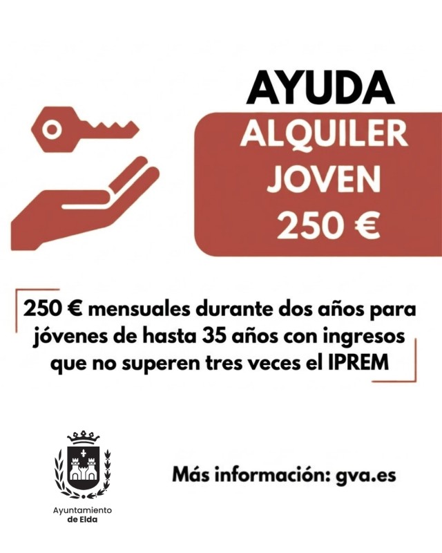 Elda abre la tramitación del Bono Alquiler Joven con ayudas de 250 euros al mes