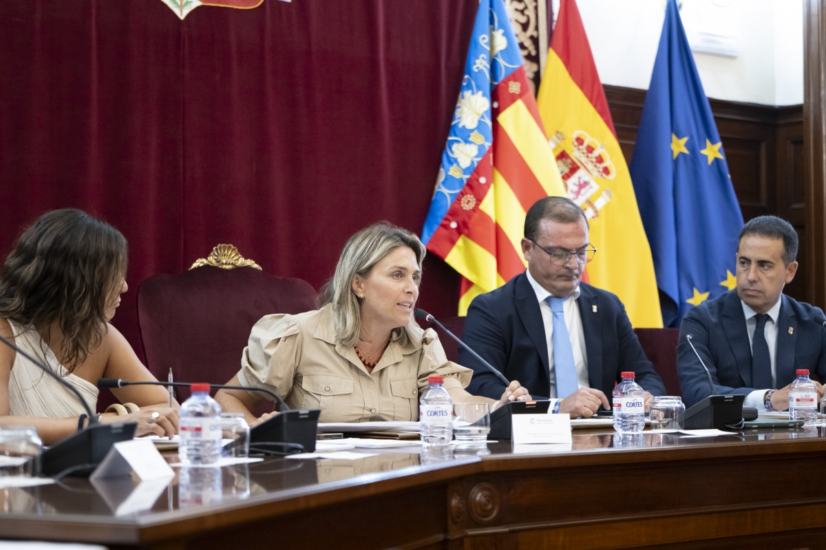 La presidenta Marta Barrachina interviene en el pleno de la Diputación. 