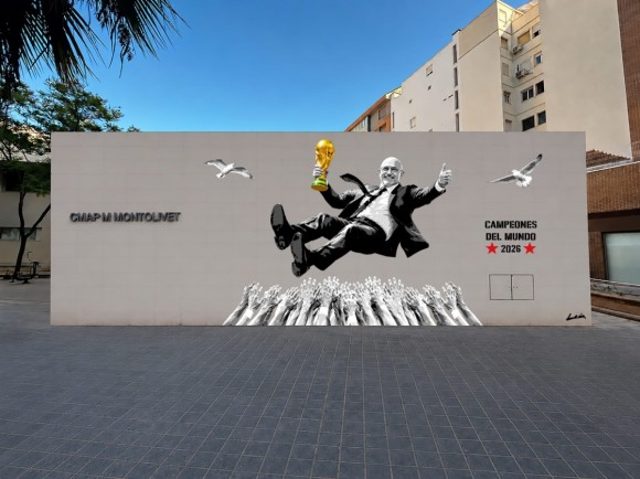 València 'adopta' el mural dedicado a Luis de la Fuente que fue vandalizado en Barcelona