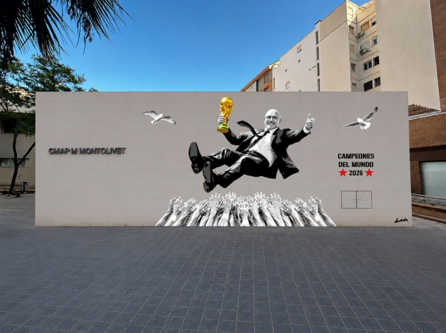 València 'adopta' el mural dedicado a Luis de la Fuente que fue vandalizado en Barcelona