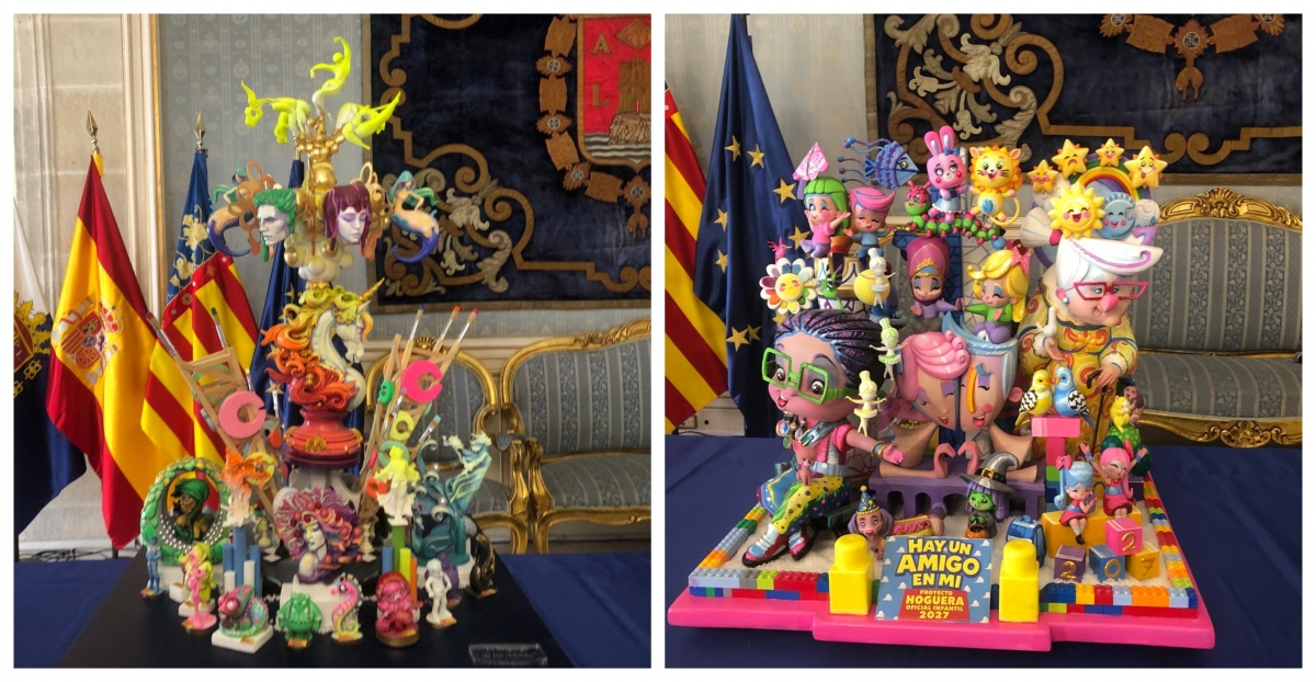 Las maquetas de los monumentos de la Hoguera Oficial y de la Hoguera Oficial Infantil. - Las maquetas de los monumentos de la Hoguera Oficial y de la Hoguera Oficial Infantil.