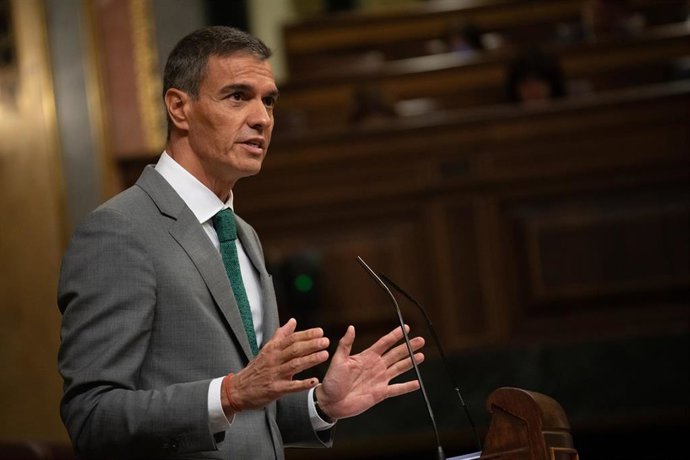 El presidente del Gobierno, Pedro Sánchez, interviene durante una sesión plenaria en el Congreso de los Diputados, a 3 de septiembre de 2026, en Madrid (España). Sánchez comparece este jueves ante el Pleno del Congreso para informar sobre la gestión del E - El presidente del Gobierno, Pedro Sánchez, interviene durante una sesión plenaria en el Congreso de los Diputados, a 3 de septiembre de 2026, en Madrid (España). Sánchez comparece este jueves ante el Pleno del Congreso para informar sobre la gestión del E