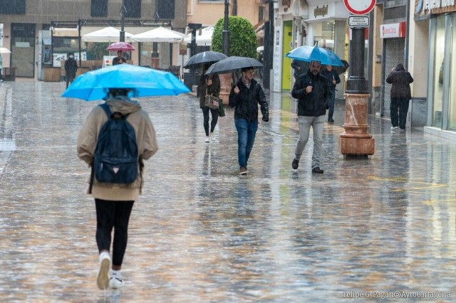 Cartagena, en aviso naranja este miércoles por lluvias de hasta 30 litros en una hora