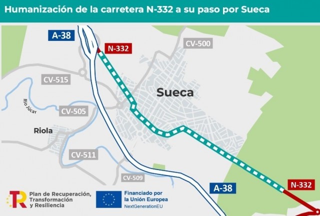 Transportes adjudica por 3,8 millones de euros las obras para adecuar a peatones y bicis la N-332 en Sueca