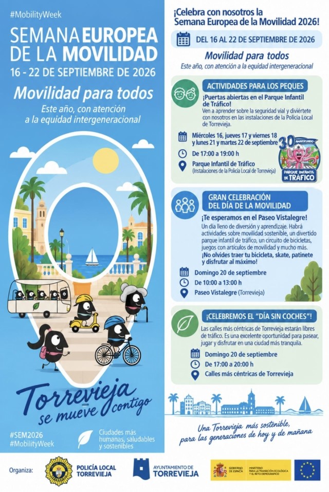 Torrevieja dejará sin coches las calles del centro durante tres horas por la Semana de la Movilidad