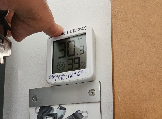 Temperatura de la semana pasada en un aula del instituto Andreu Alfaro.